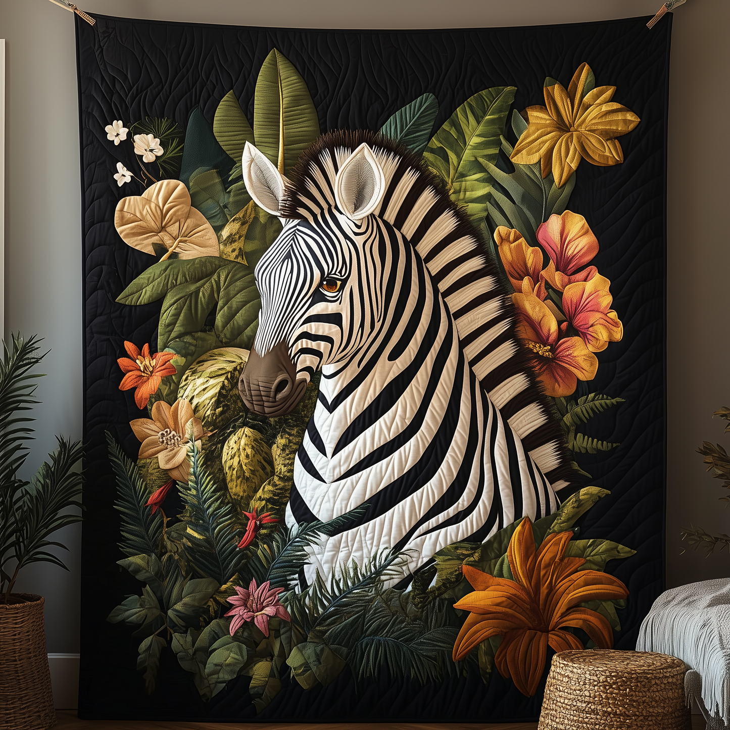 Elegant Zebra Quilted Blanket GFTOTP1745