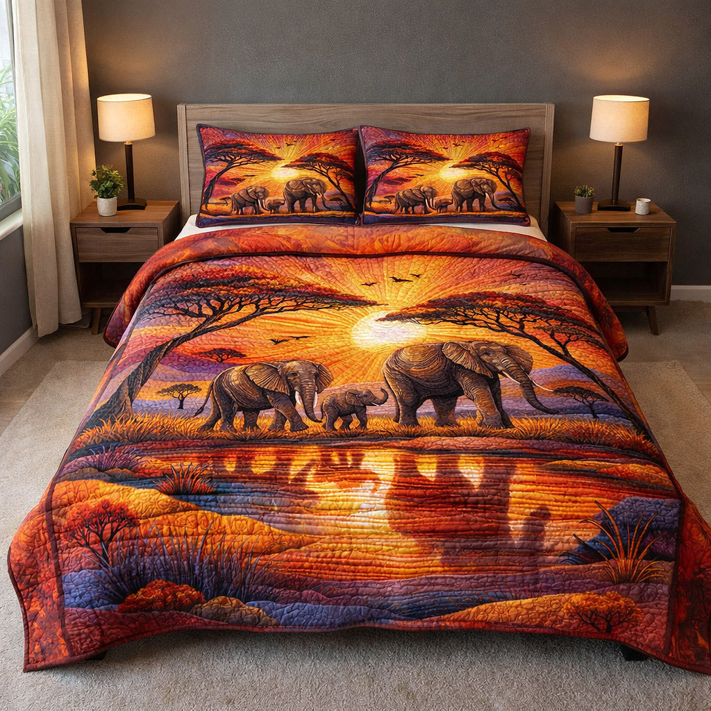Majestic Tusker 3-Piece Quilted Bedding Set GFTOTP17489