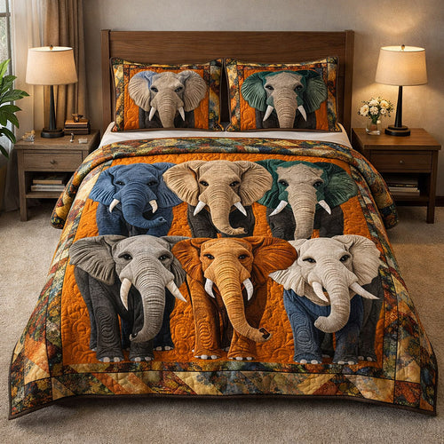 Majestic Tusker 3-Piece Quilted Bedding Set GFTOTP17490