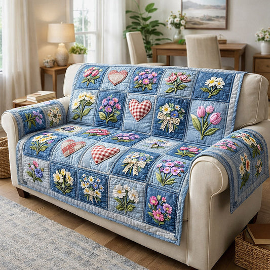 Petal Panels Quilted Sofa Cover GFTOTP17518