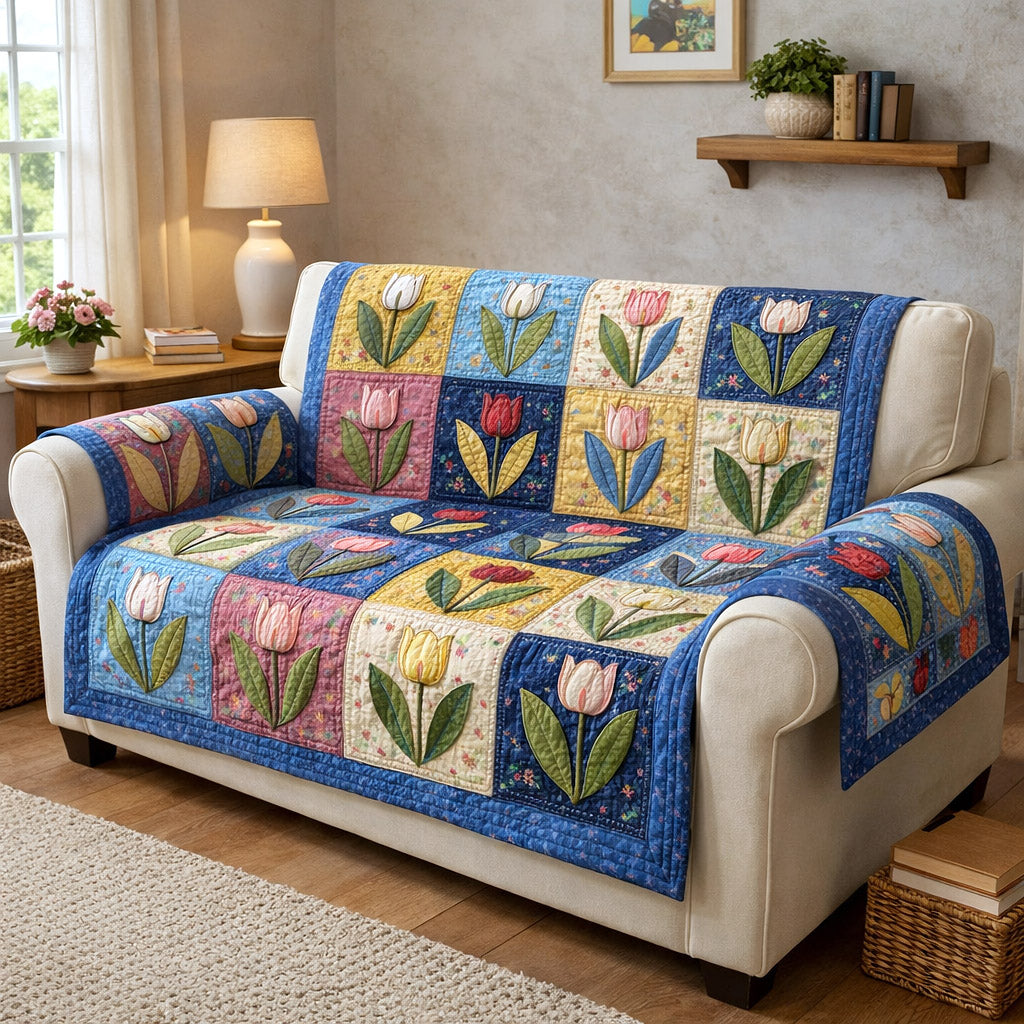 Petal Panels Quilted Sofa Cover GFTOTP17522