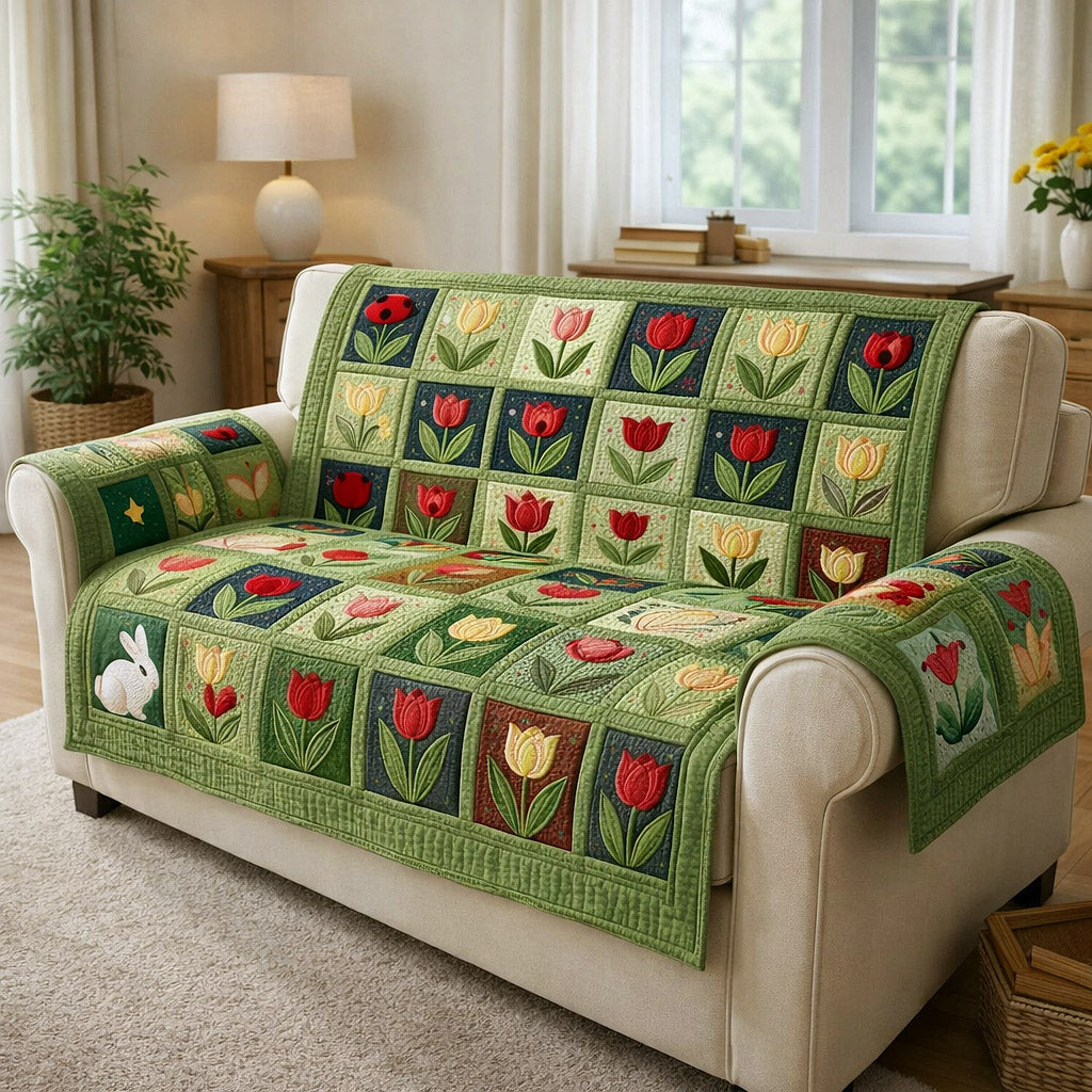 Petal Panels Quilted Sofa Cover GFTOTP17523