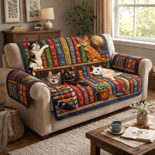 Enchanted Library Quilted Sofa Cover GFTOTP17526