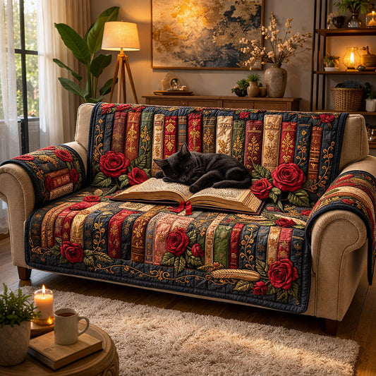 Enchanted Library Quilted Sofa Cover GFTOTP17527