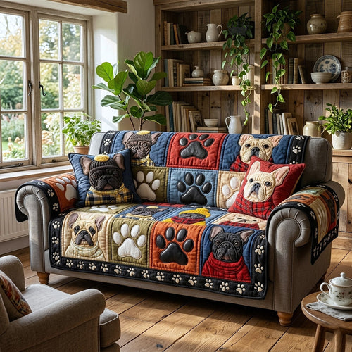 Charming Frenchie Quilted Sofa Cover GFTOTP17737