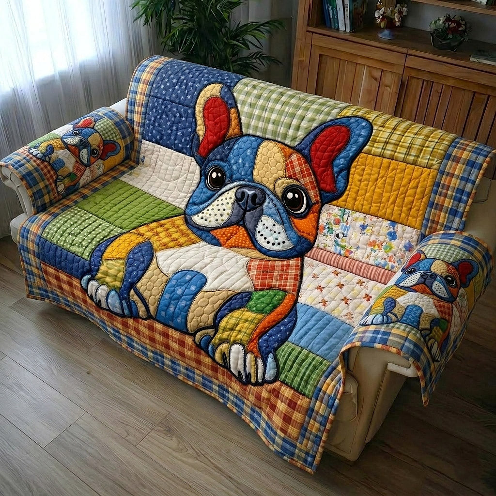 Charming Frenchie Quilted Sofa Cover GFTOTP17738