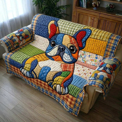 Charming Frenchie Quilted Sofa Cover GFTOTP17738