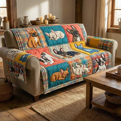 Charming Frenchie Quilted Sofa Cover GFTOTP17739