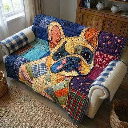 Charming Frenchie Quilted Sofa Cover GFTOTP17740