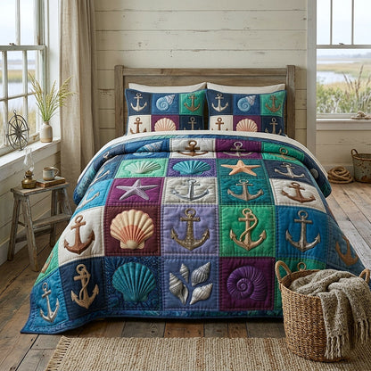 Nautical Anchor 3-Piece Quilted Bedding Set GFTOTP17751