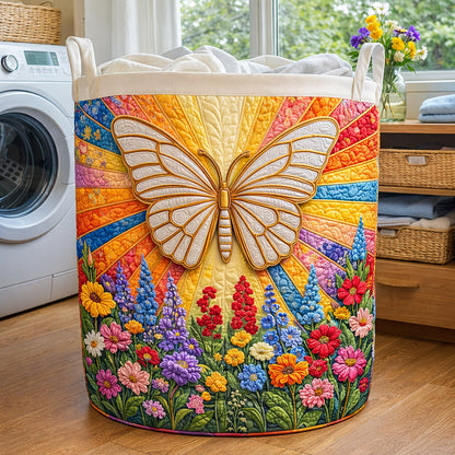 Meadow Flutter Quilted Laundry Basket GFTOTP17755