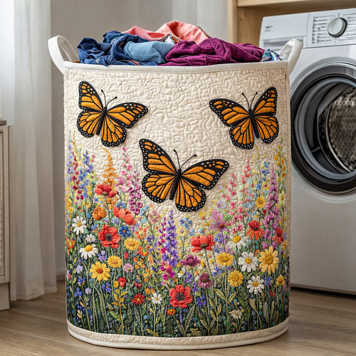 Meadow Flutter Quilted Laundry Basket GFTOTP17759