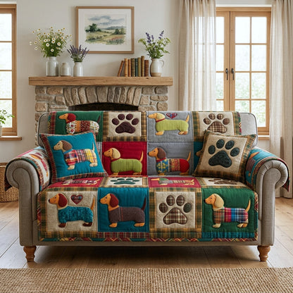 Dachshund Charm Quilted Sofa Cover GFTOTP17760