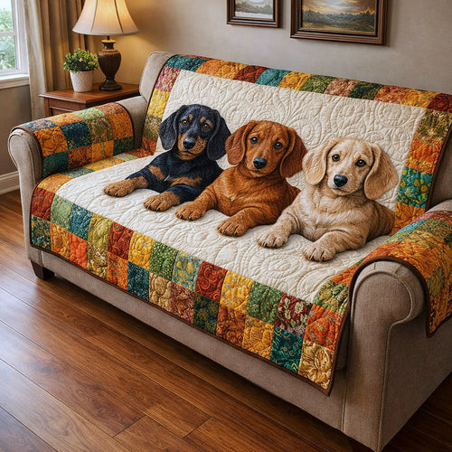 Dachshund Charm Quilted Sofa Cover GFTOTP17762