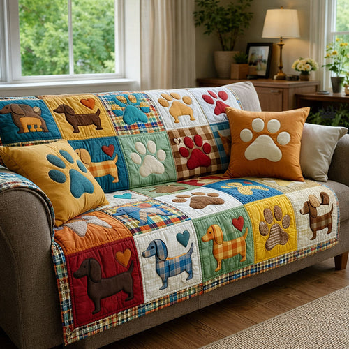 Dachshund Charm Quilted Sofa Cover GFTOTP17764