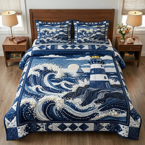 Nautical Lighthouse 3-Piece Quilted Bedding Set GFTOTP17801