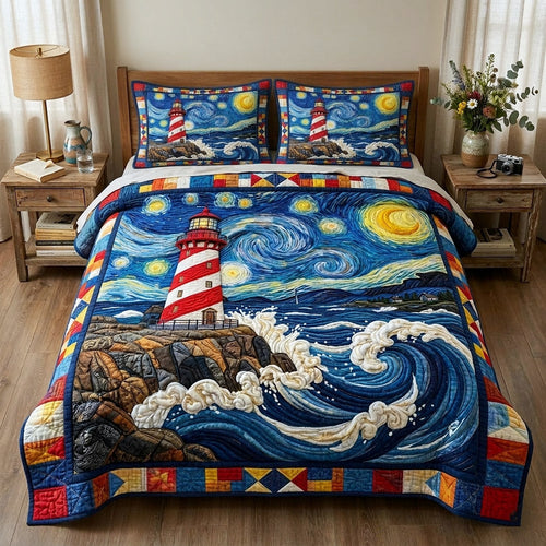 Nautical Lighthouse 3-Piece Quilted Bedding Set GFTOTP17803