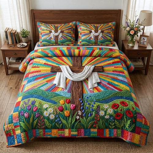 Risen Cross 3-Piece Quilted Bedding Set GFTOTP17813