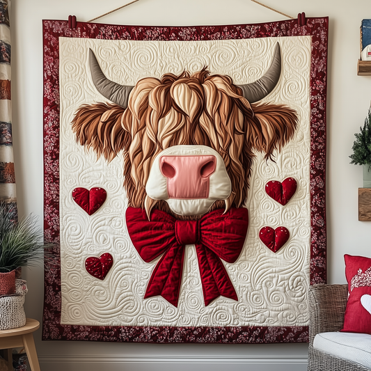 Valentine Highland Cow Quilted Blanket GFTOTP1816