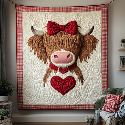 Valentine Highland Cow Quilted Blanket GFTOTP1818