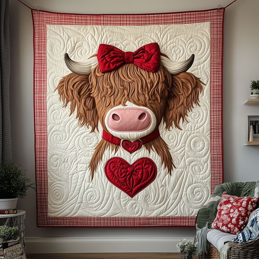 Valentine Highland Cow Quilted Blanket GFTOTP1818