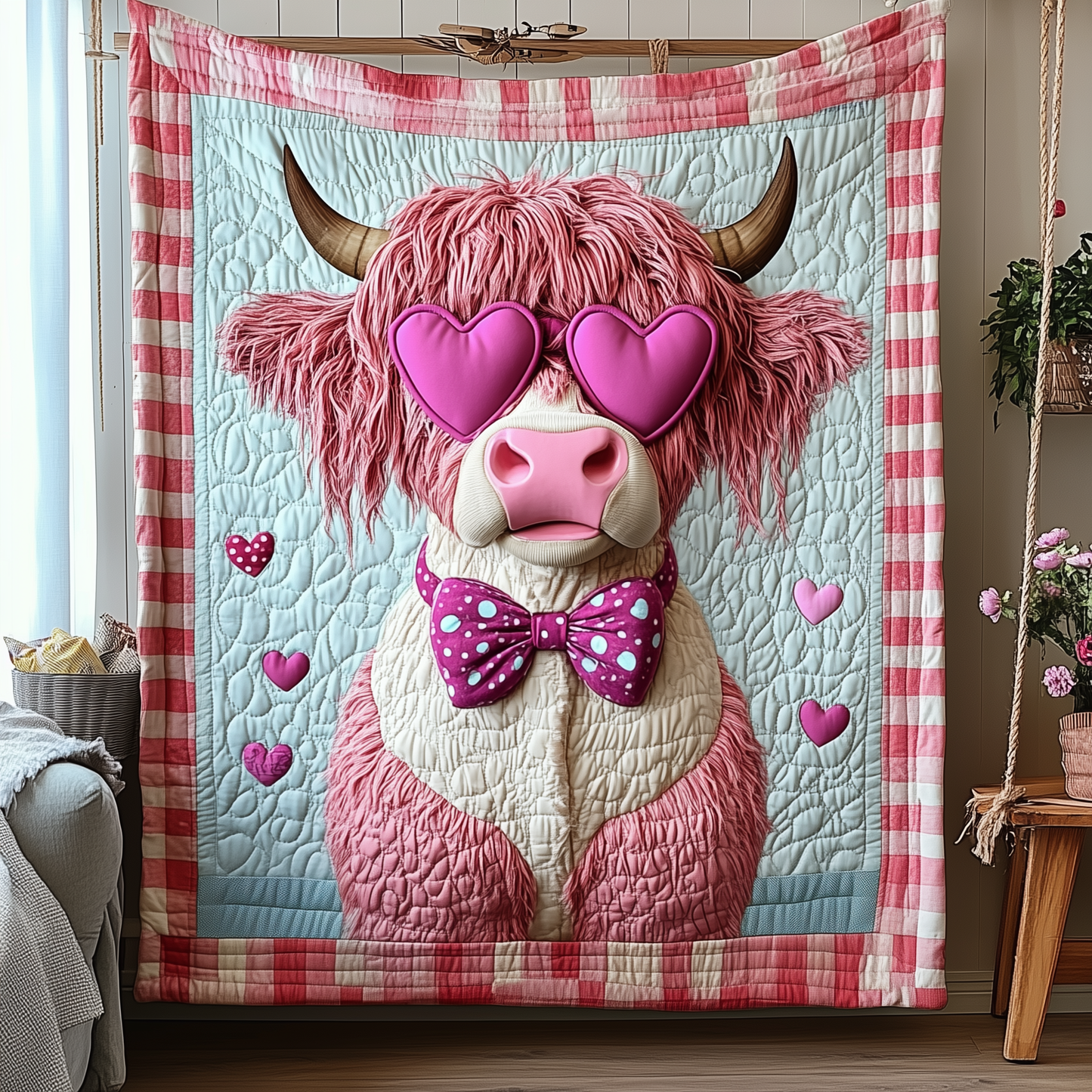 Valentine Highland Cow Quilted Blanket GFTOTP1819
