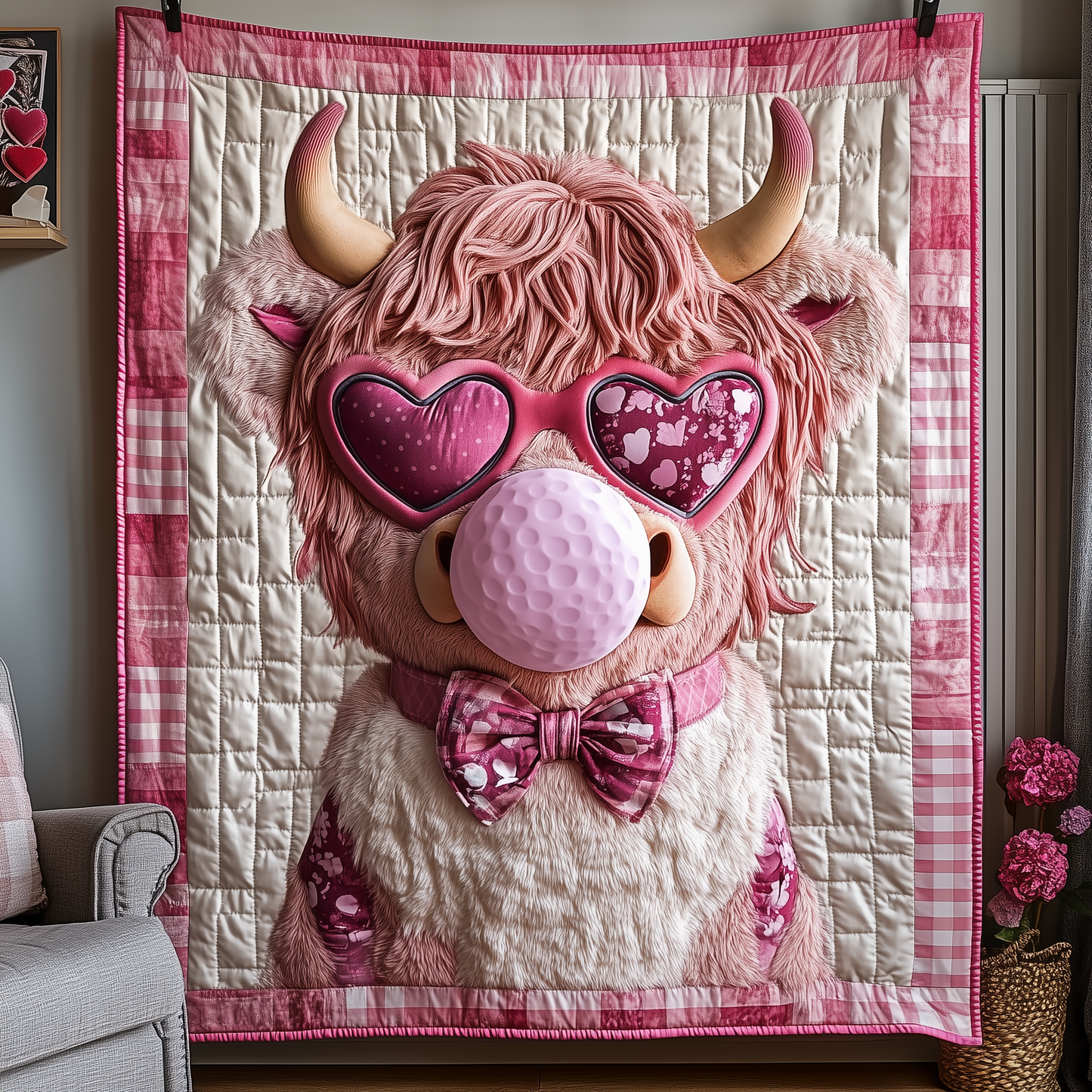 Valentine Highland Cow Quilted Blanket GFTOTP1821