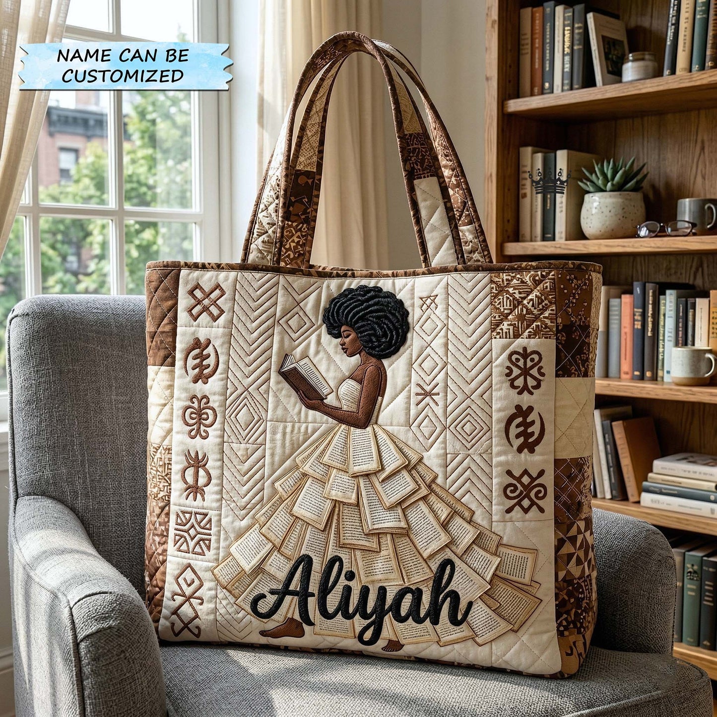 Ebony Reader Quilted Tote Bag QTCUZ GFTOTP18235
