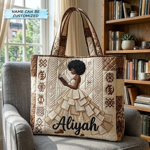 Ebony Reader Quilted Tote Bag QTCUZ GFTOTP18235