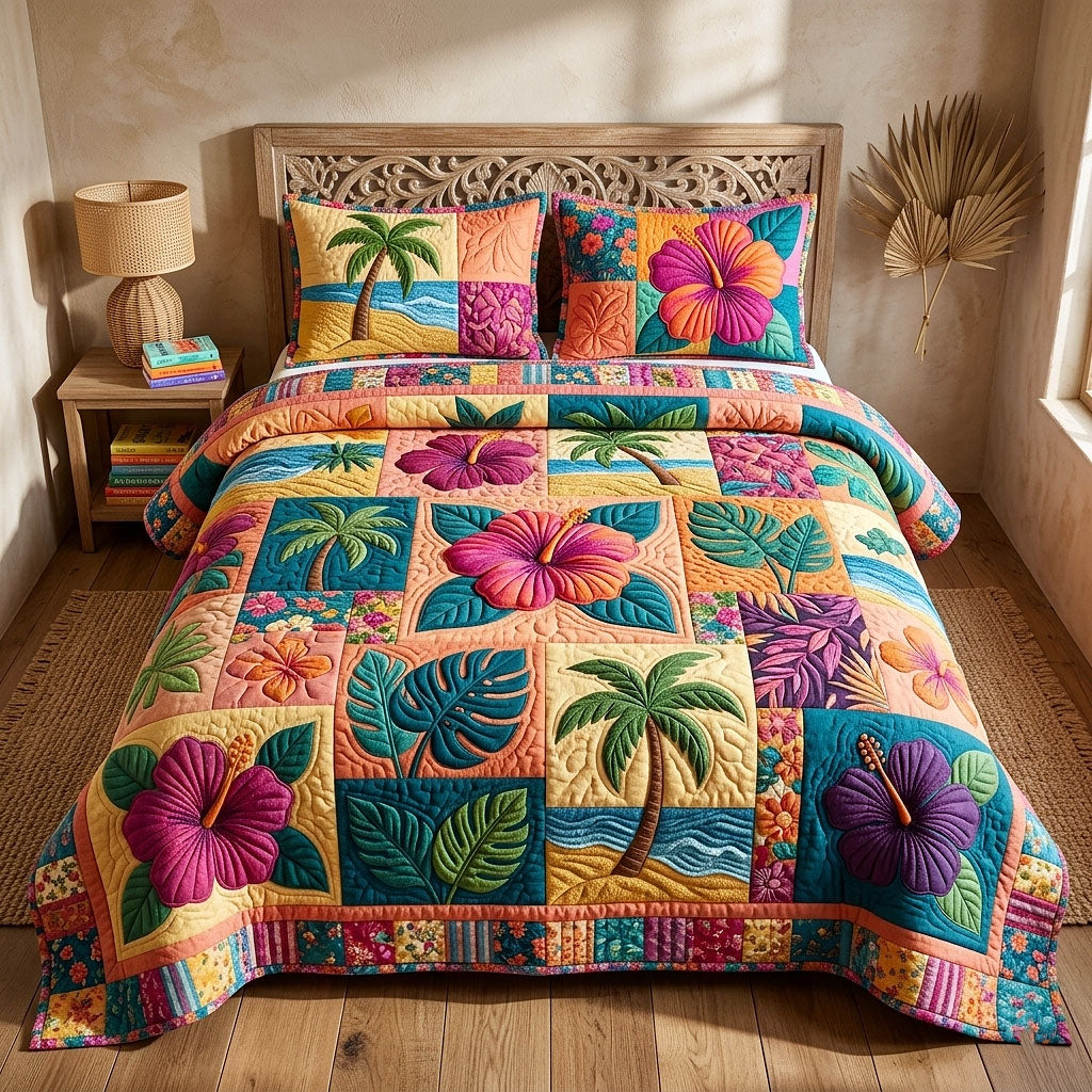 Ocean Tropic 3-Piece Quilted Bedding Set GFTOTP18346