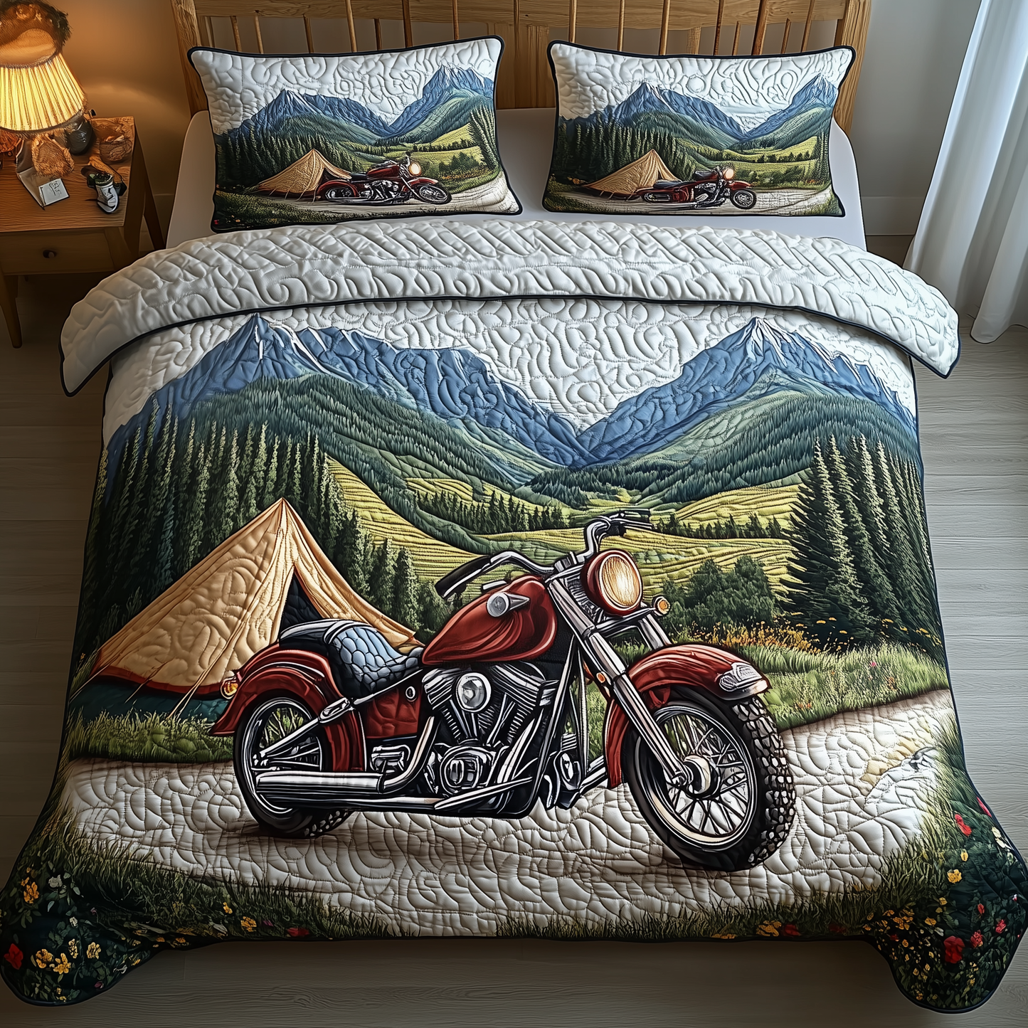 Motorcycle Trailblazer 3-Piece Quilted Bedding Set GFTOTP1840