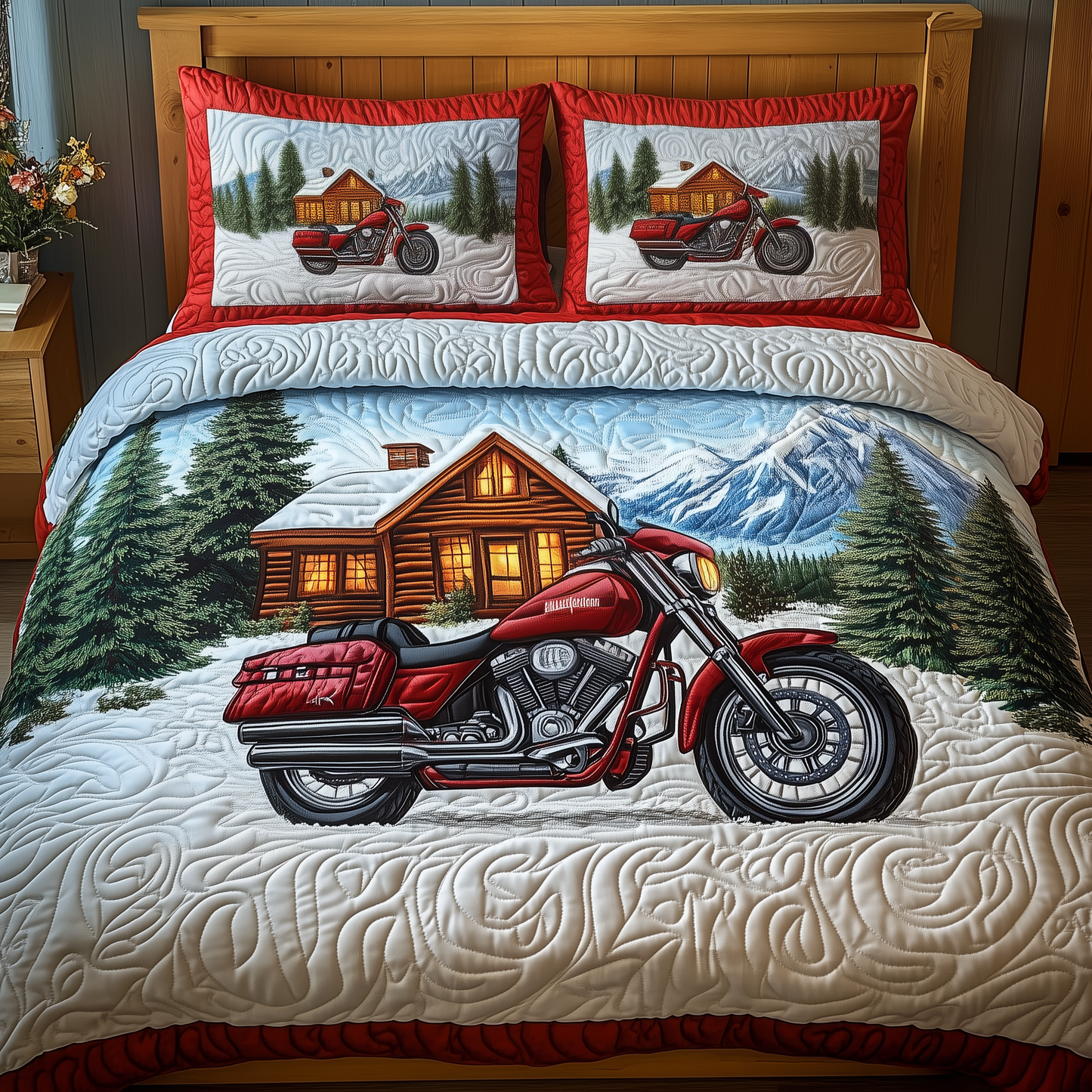 Motorcycle Trailblazer 3-Piece Quilted Bedding Set GFTOTP1841