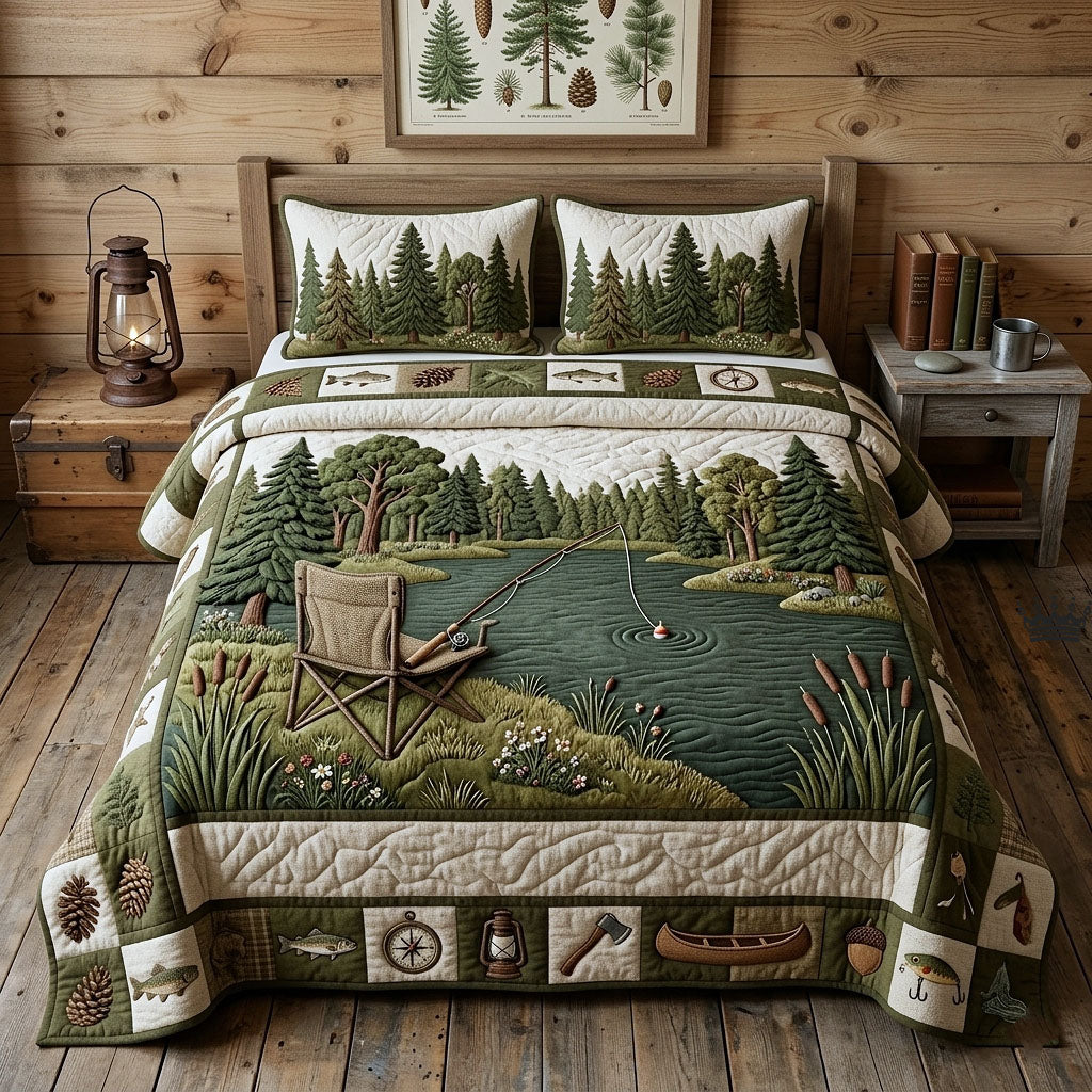 Hook Life 3-Piece Quilted Bedding Set GFTOTP18453