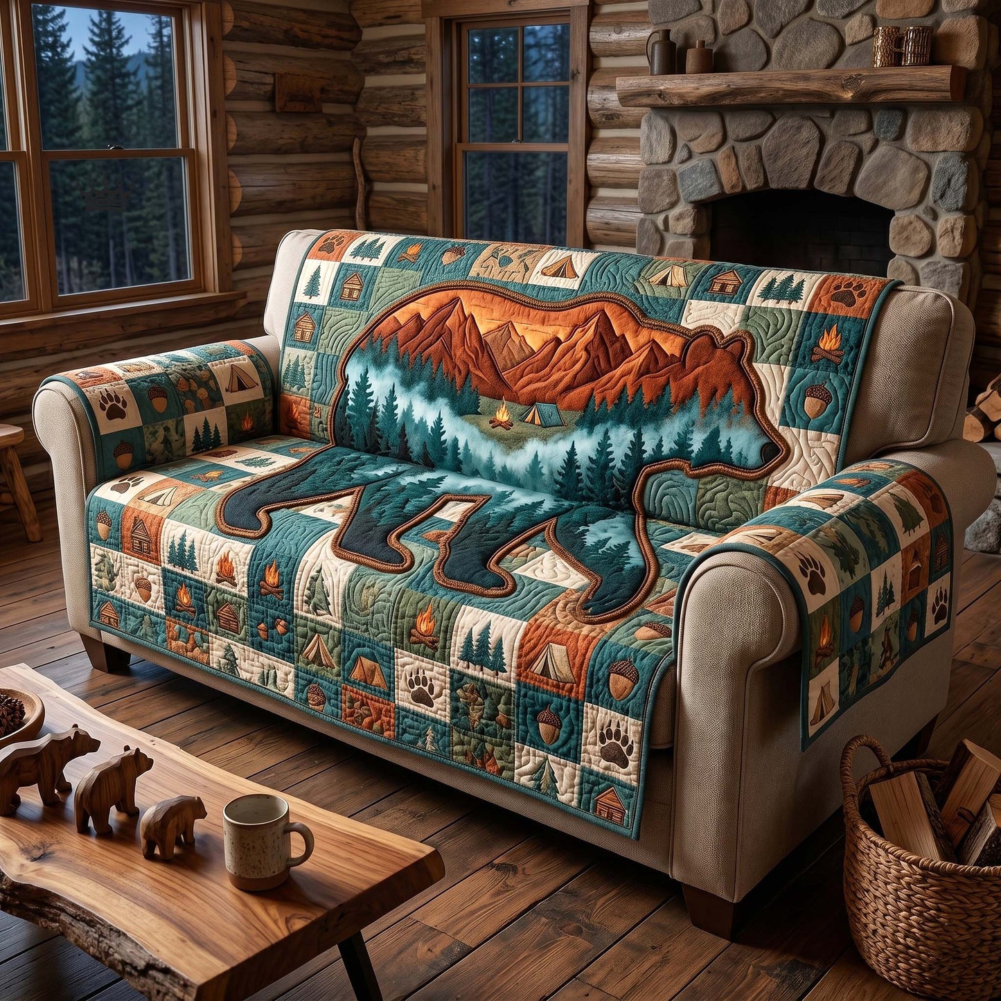 Woodland Dream Quilted Sofa Cover GFTOTP18538