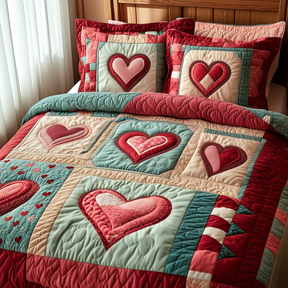 Romantic Heart Touch 3-Piece Quilted Bedding Set GFTOTP1858