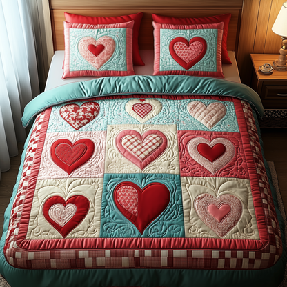 Romantic Heart Touch 3-Piece Quilted Bedding Set GFTOTP1860