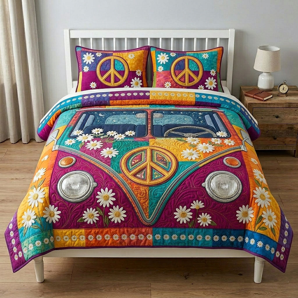 Hippie Van 3-Piece Quilted Bedding Set GFTOTP18635