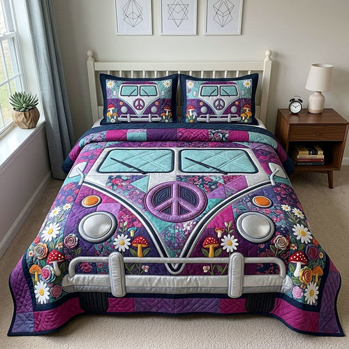 Hippie Van 3-Piece Quilted Bedding Set GFTOTP18636