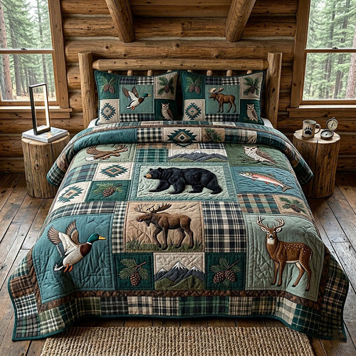 Woodland Patchwork 3-Piece Quilted Bedding Set GFTOTP18689