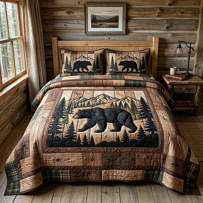 Rustic Bear 3-Piece Quilted Bedding Set GFTOTP18691