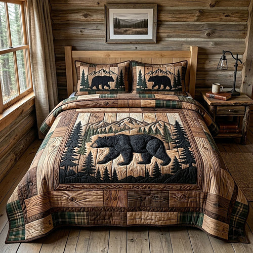 Rustic Bear 3-Piece Quilted Bedding Set GFTOTP18691