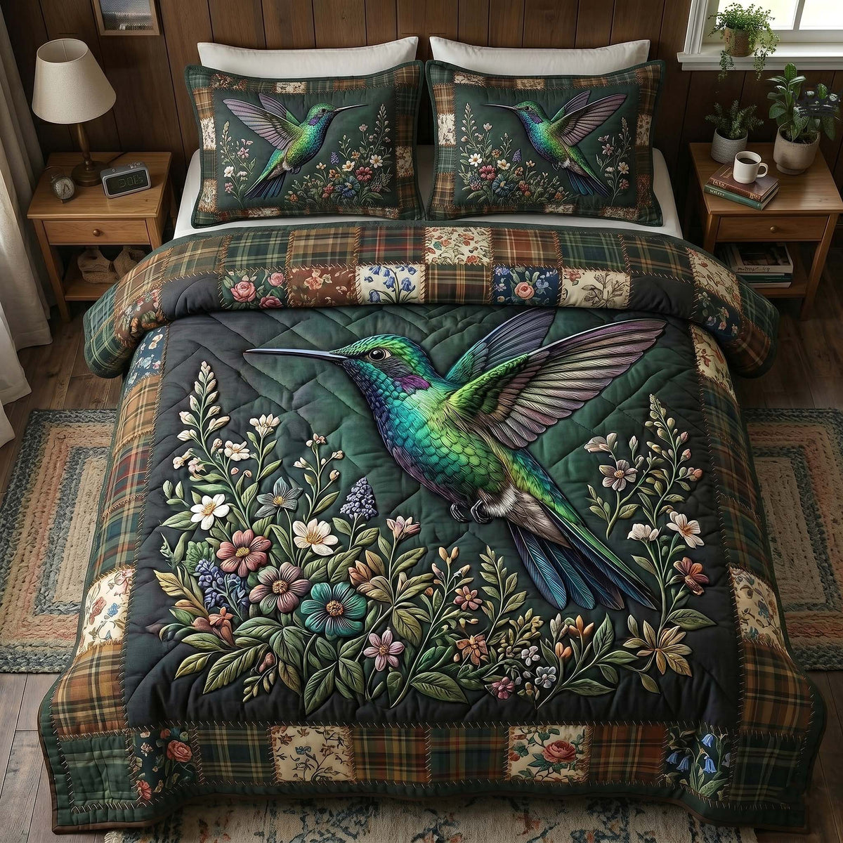 Garden Hummer 3-Piece Quilted Bedding Set GFTOTP18704