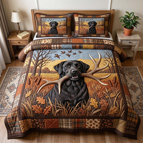 Hunting Lab 3-Piece Quilted Bedding Set GFTOTP18757