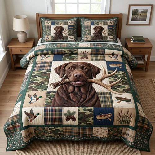 Hunting Lab 3-Piece Quilted Bedding Set GFTOTP18758