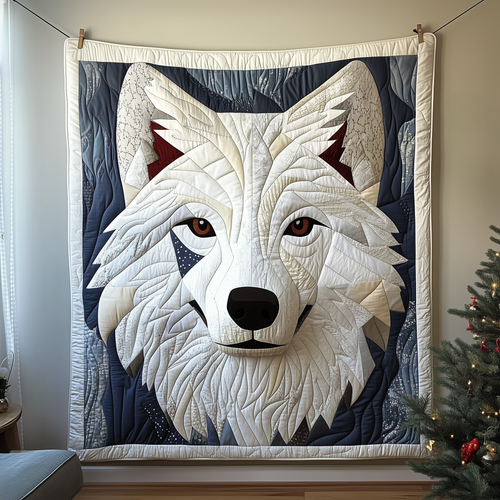 Ethereal White Wolf Quilted Blanket GFTOTP1877