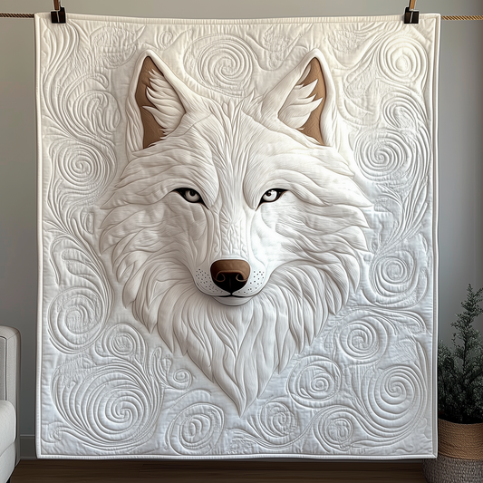 Ethereal White Wolf Quilted Blanket GFTOTP1880