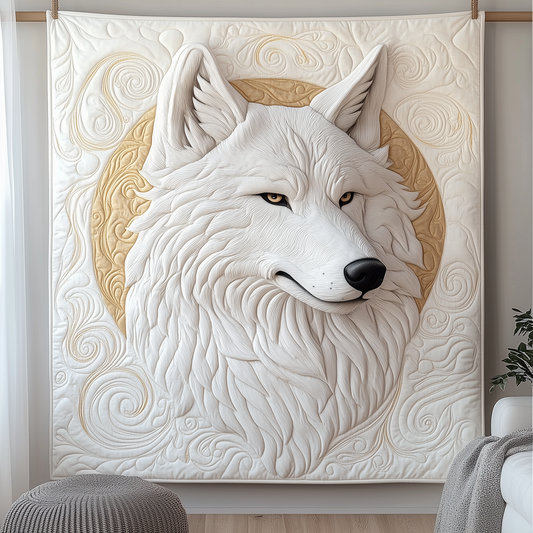 Ethereal White Wolf Quilted Blanket GFTOTP1881