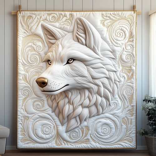 Ethereal White Wolf Quilted Blanket GFTOTP1882