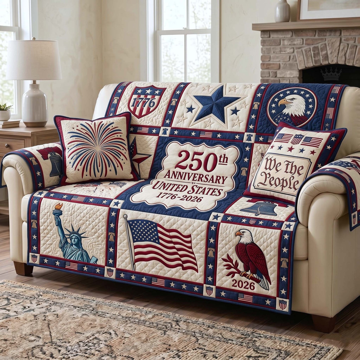 Heritage Patch Quilted Sofa Cover GFTOTP18833