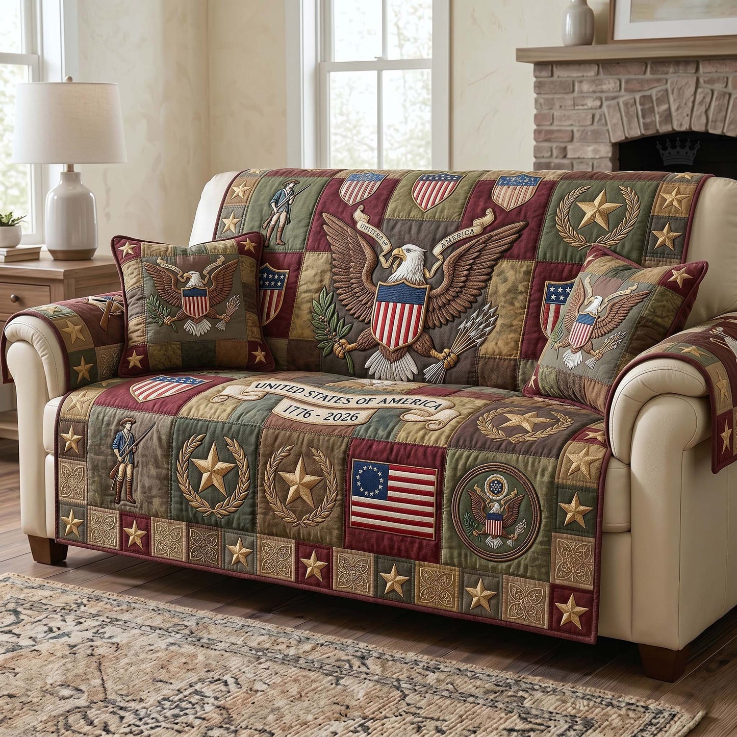 Heritage Patch Quilted Sofa Cover GFTOTP18834